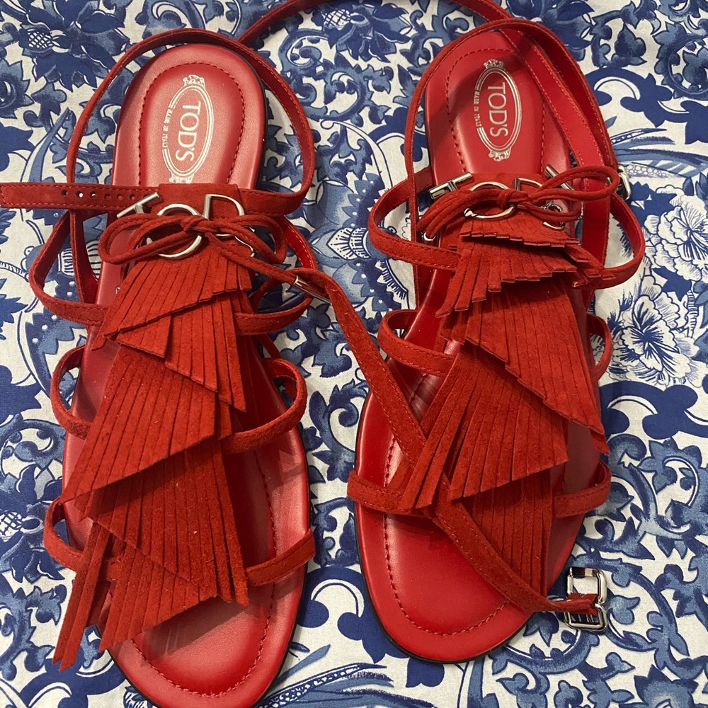 Tods brand new red sandals